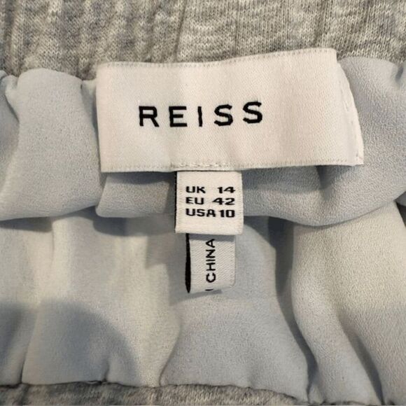 Reiss Yasmine Swirl Print Mini Skirt in Blue / Gray Drawstring Waist Size 10 - Picture 8 of 13